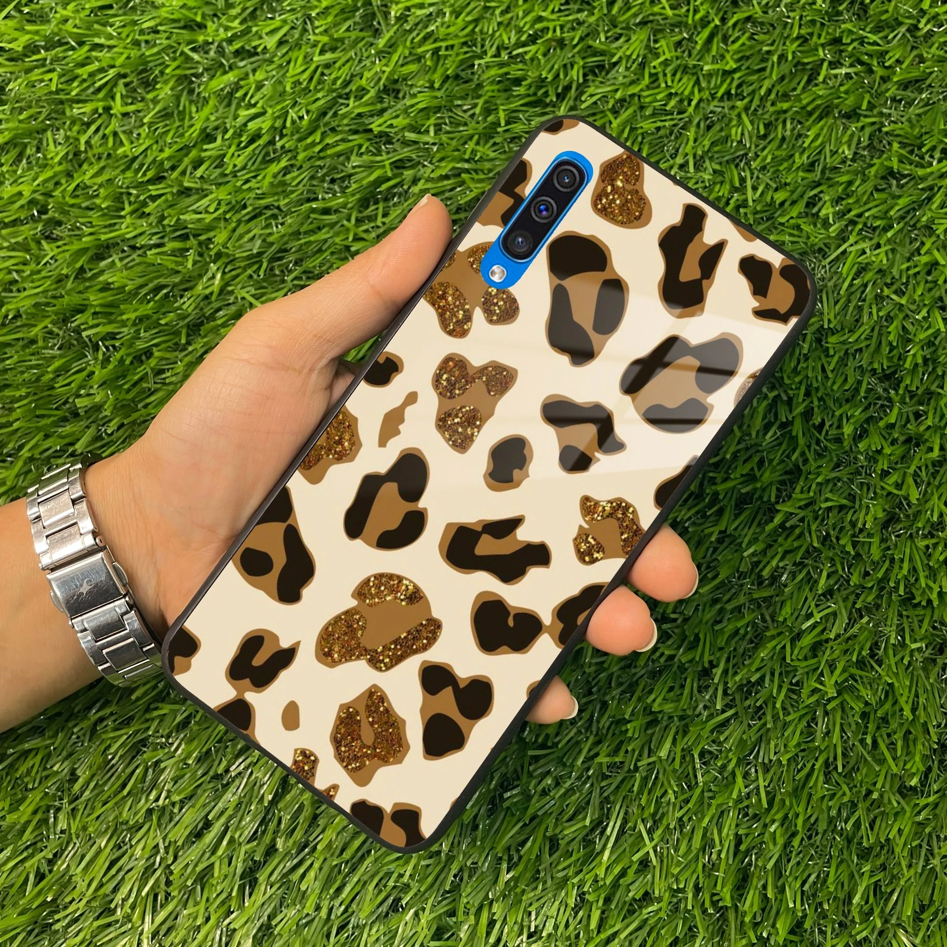 Bling Leopard Glass Phone Case Cover For Samsung