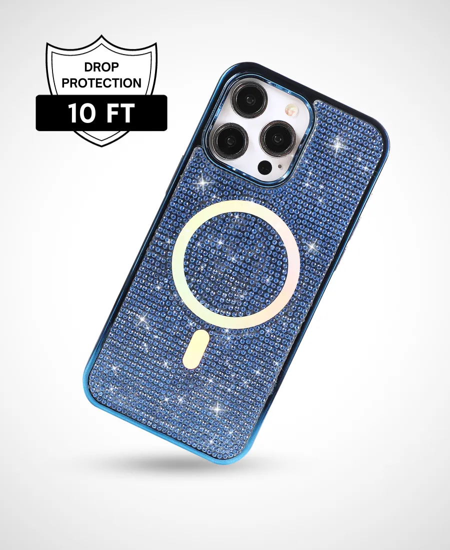 Blue Crystal Glam MagSafe Phone Case