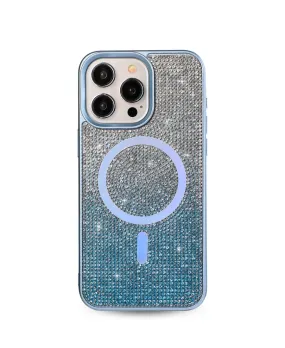 Blue Ombre Crystal Glam MagSafe Phone Case