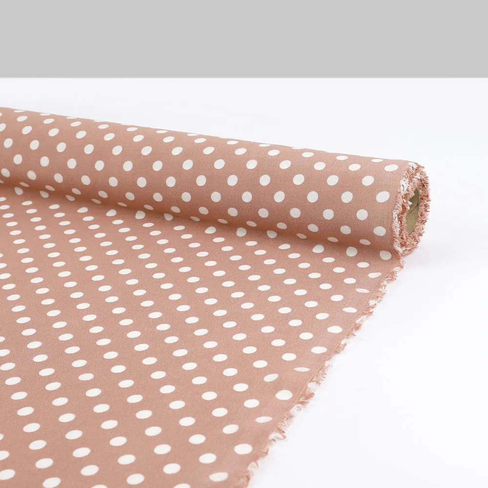 Bold Polka Dot Viscose Crepe - Old Rose