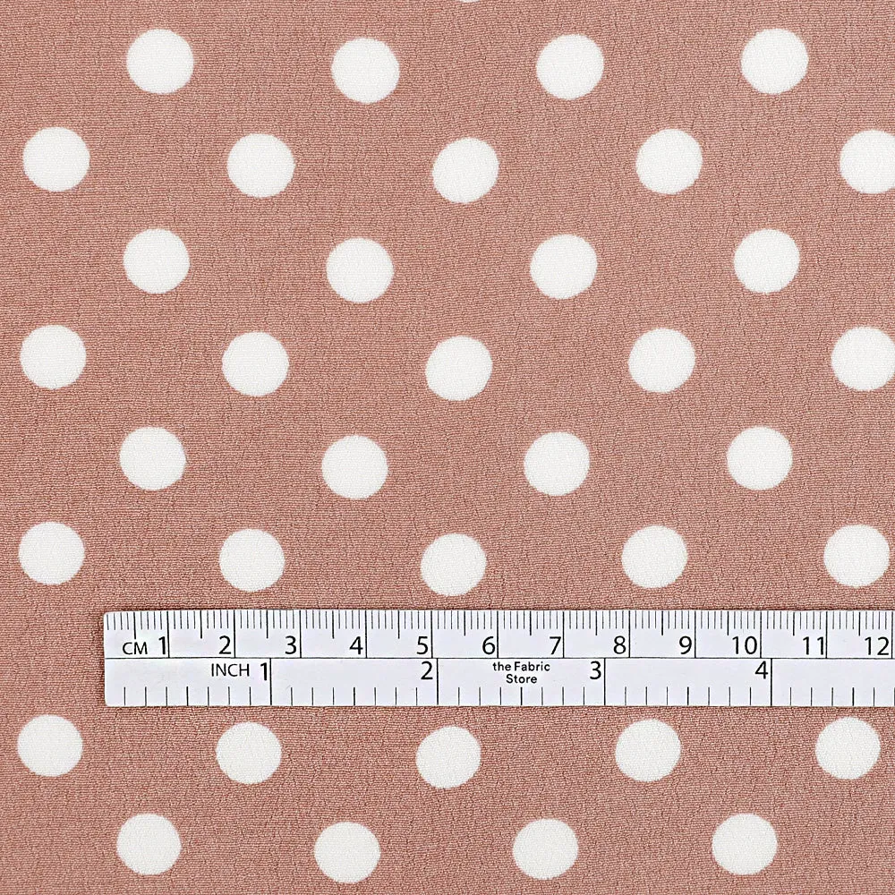 Bold Polka Dot Viscose Crepe - Old Rose