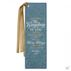 Bookmark Seek First The Kingdom Of God Blue Faux Leather Bmf153