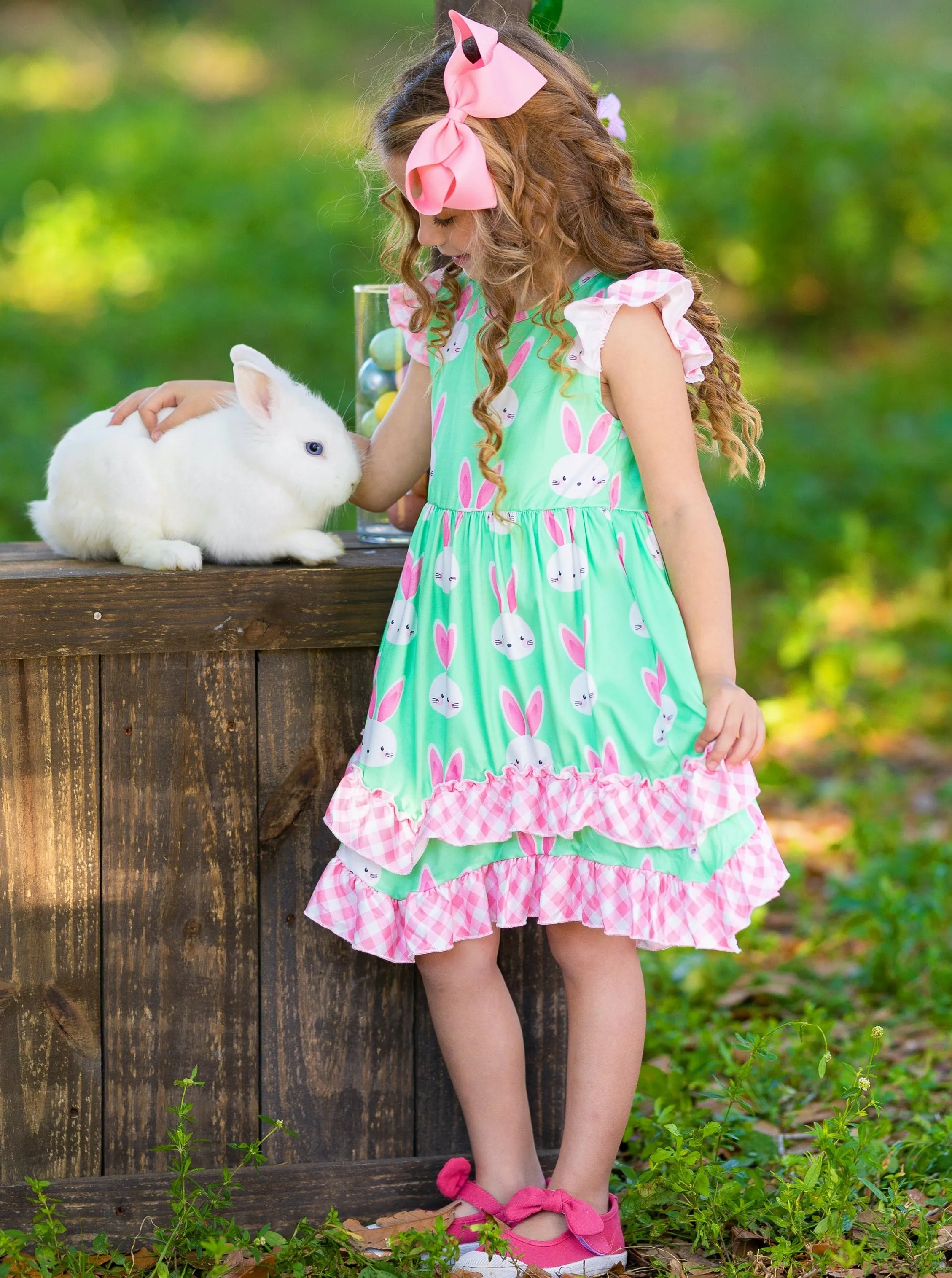 Bunny Gingham Tiered Dress