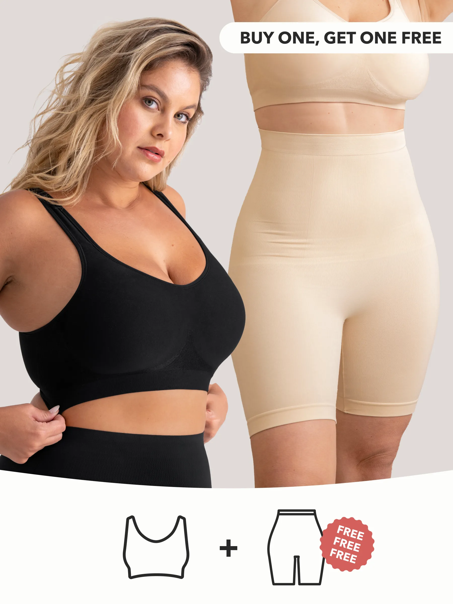 Buy 1, Get 1 FREE: 1 Daily Comfort Bra   1 FREE High-Waisted Shaper Shorts