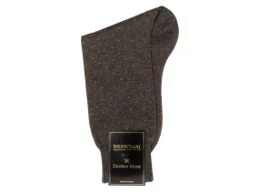 Calf Length Cotton Socks Grey with Tan Spots