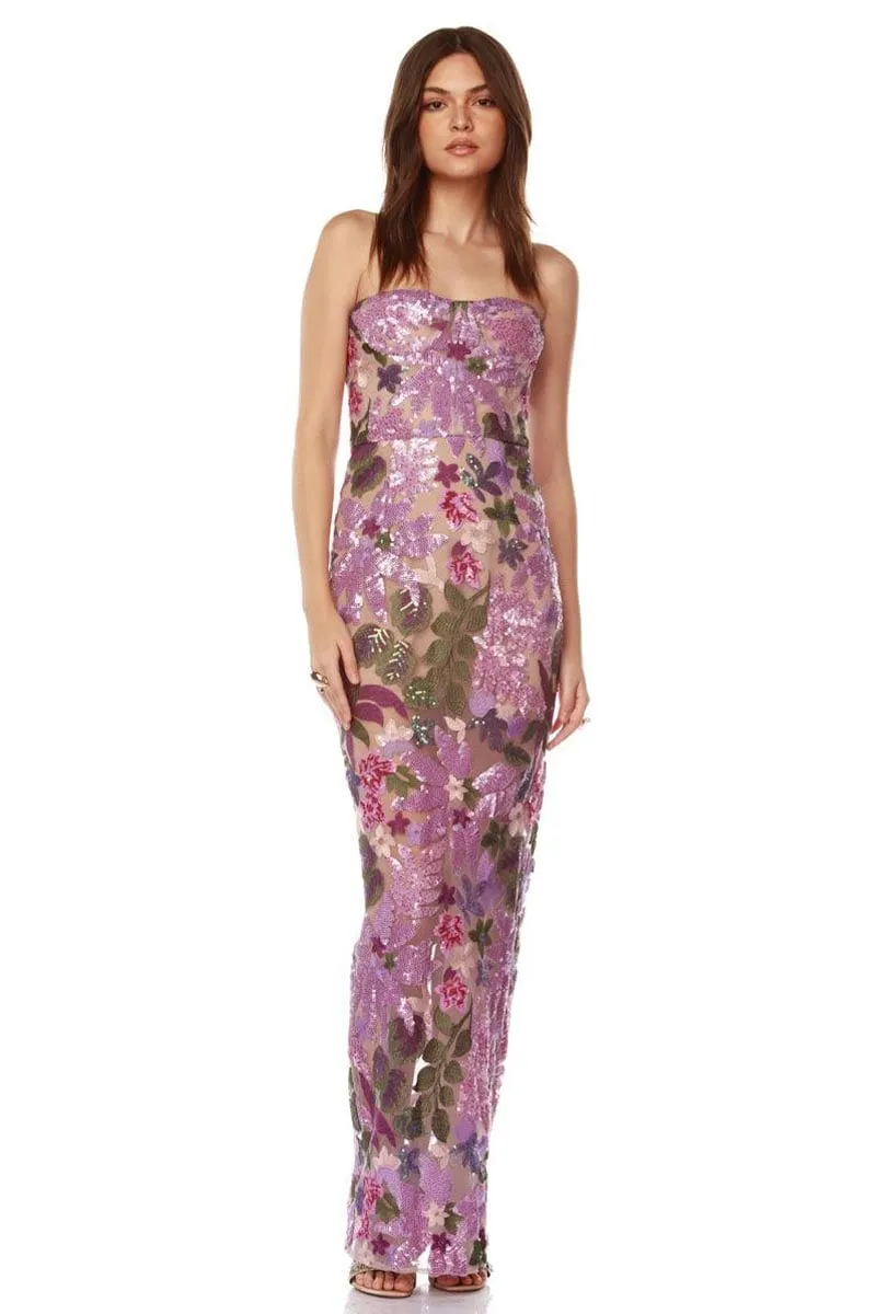 Calista Sequin Embroidered Maxi Dress