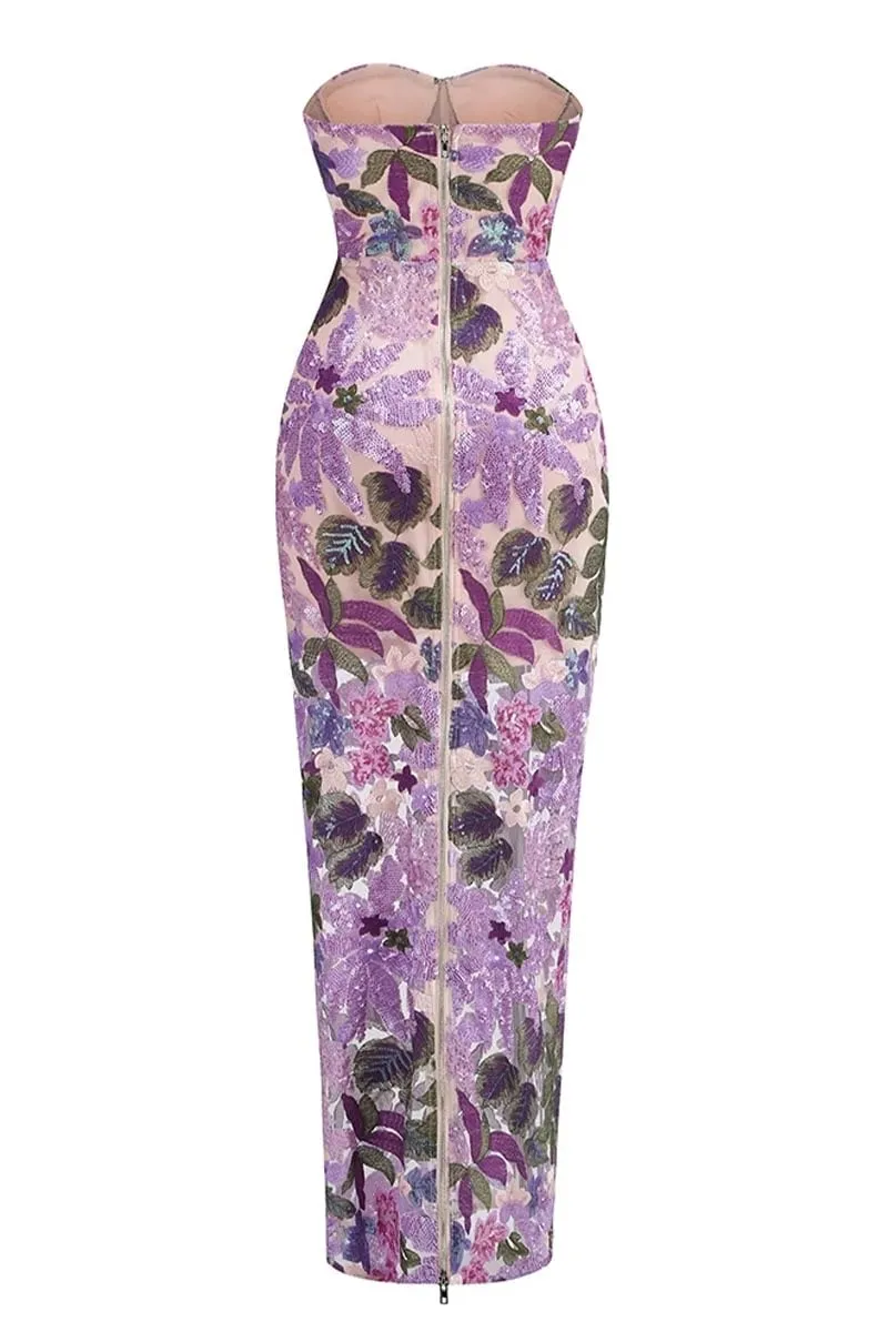 Calista Sequin Embroidered Maxi Dress