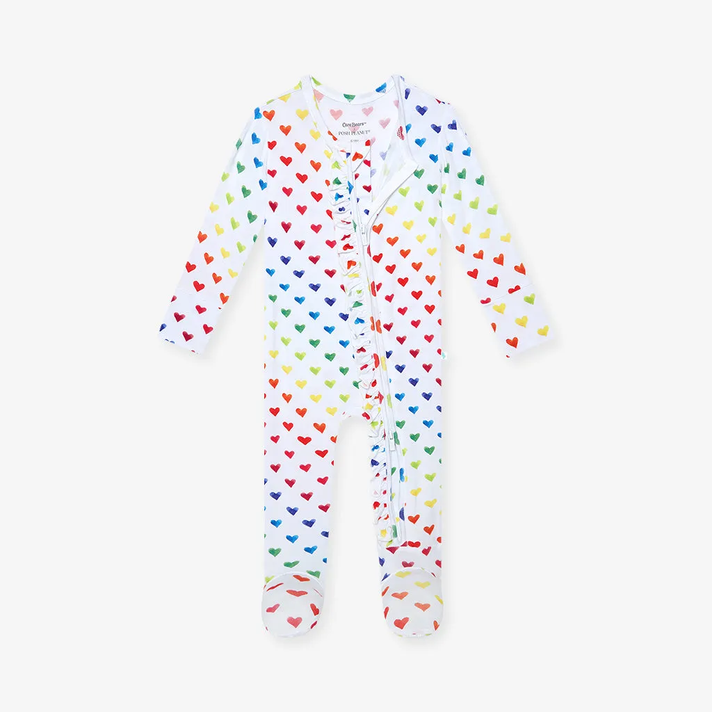 Care Bears™ Rainbow Hearts Footie Ruffled Zippered One Piece