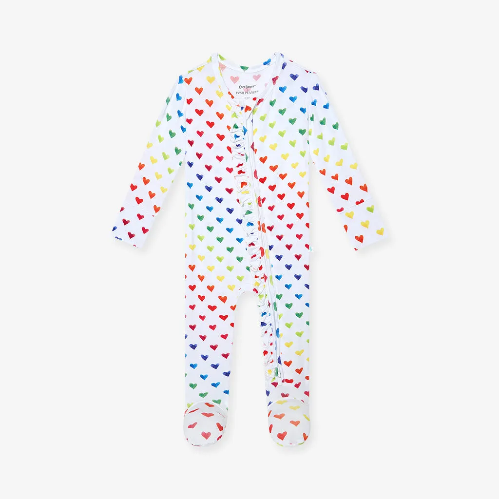 Care Bears™ Rainbow Hearts Footie Ruffled Zippered One Piece