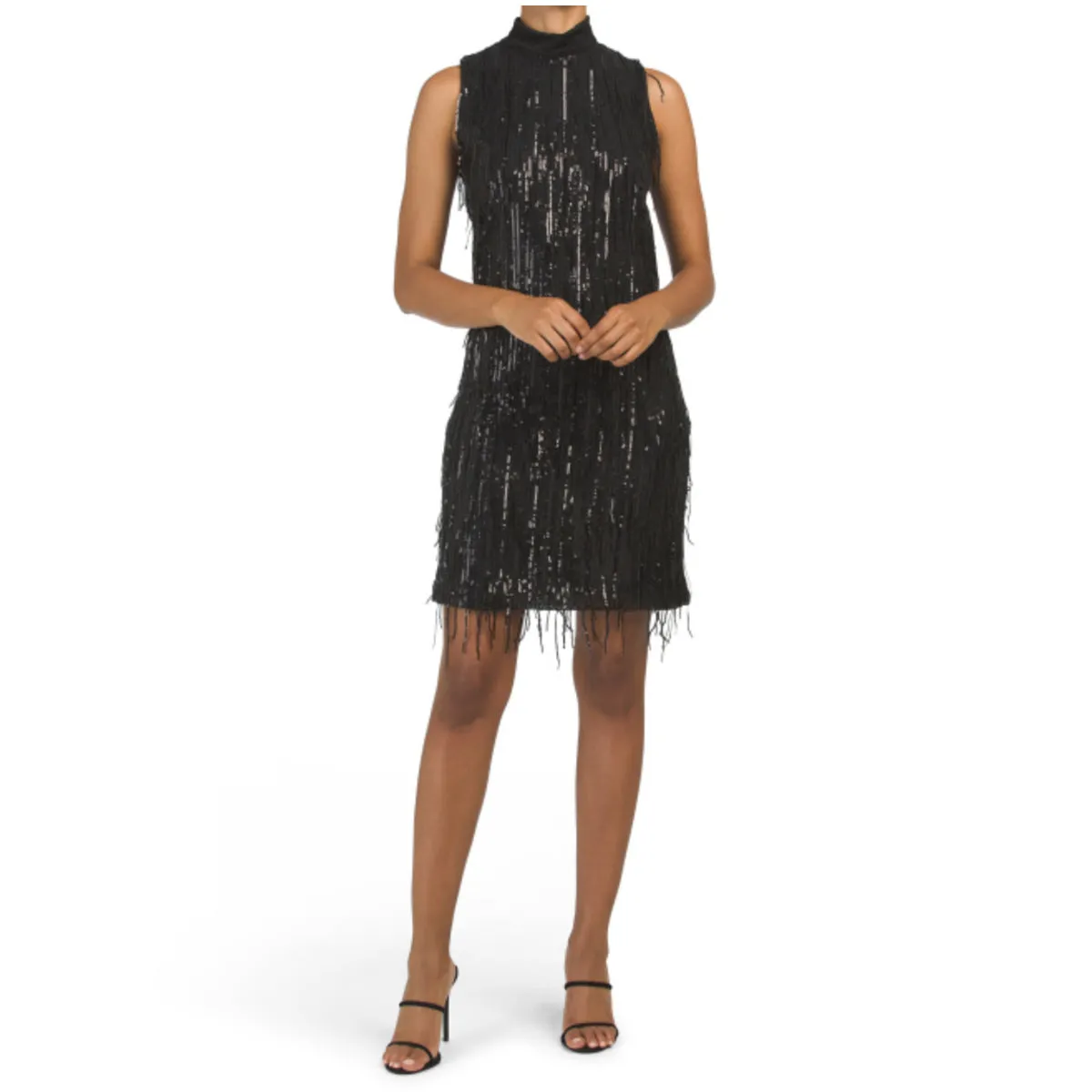 Carla Conti Made in Italy Sequin Fringe Retro Cocktail Party Mini Dress