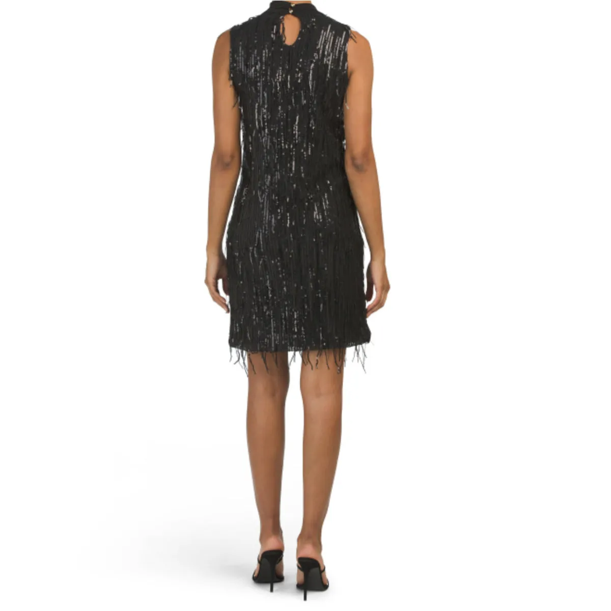 Carla Conti Made in Italy Sequin Fringe Retro Cocktail Party Mini Dress