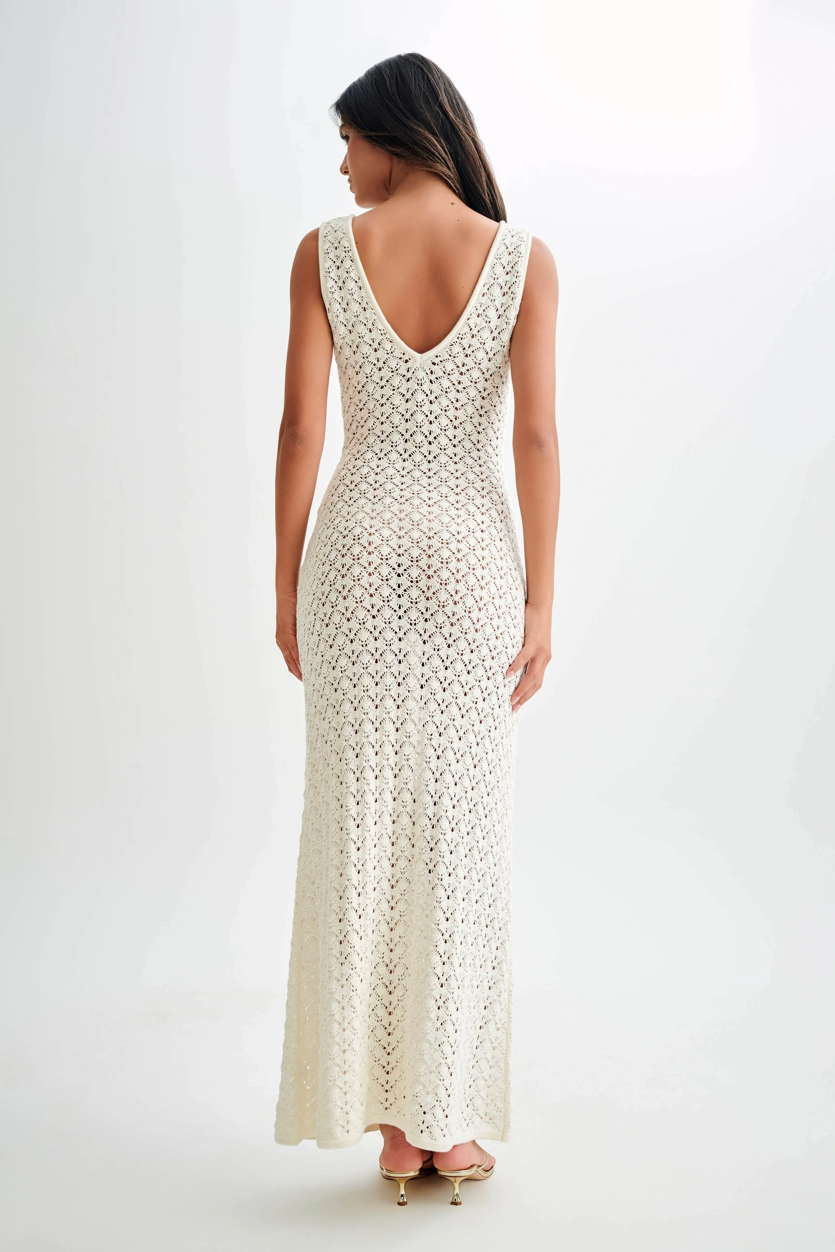 Carter Crochet Sleeveless Maxi Dress - White