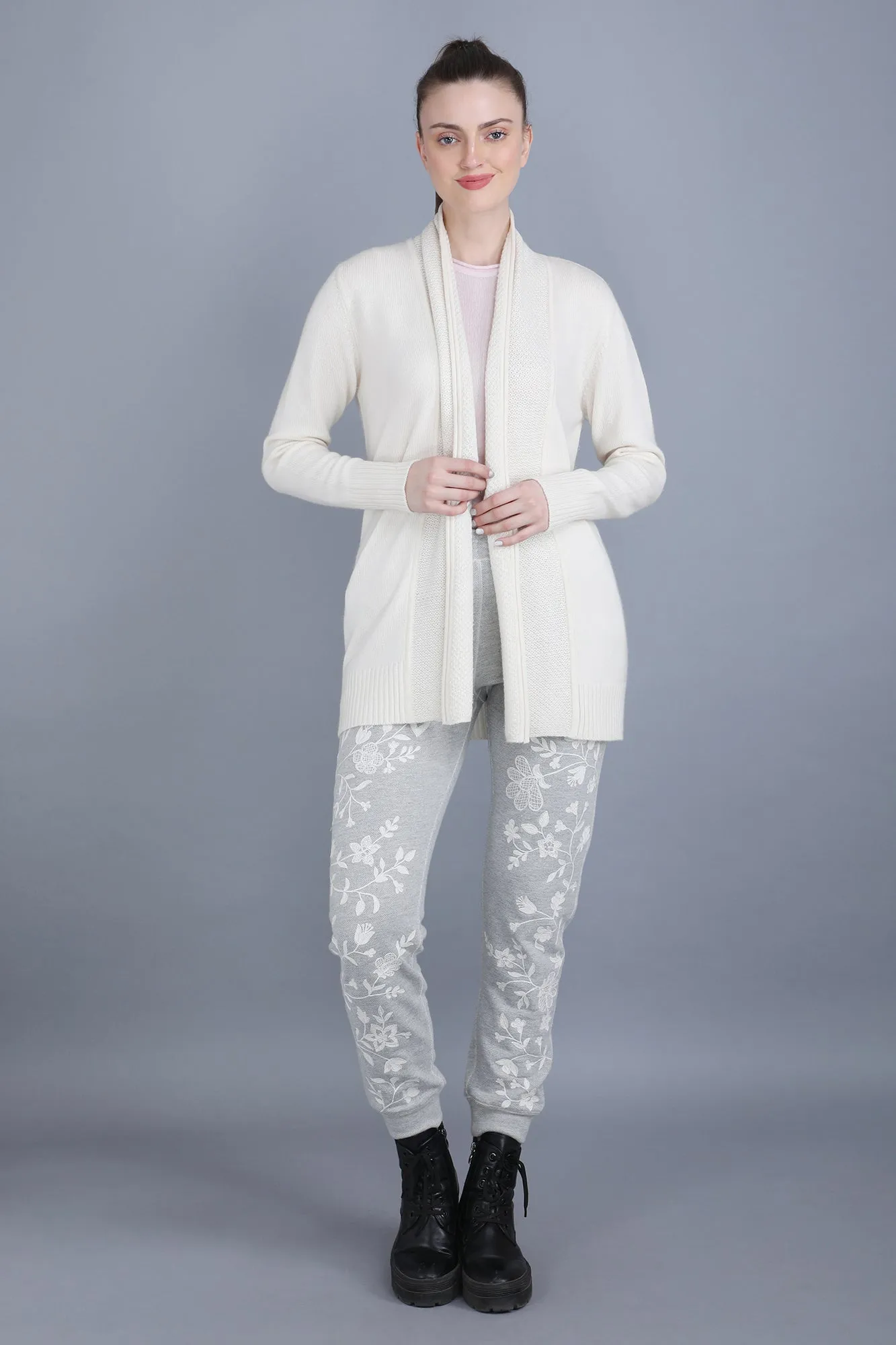 Cashmere Cardigan Coat in White