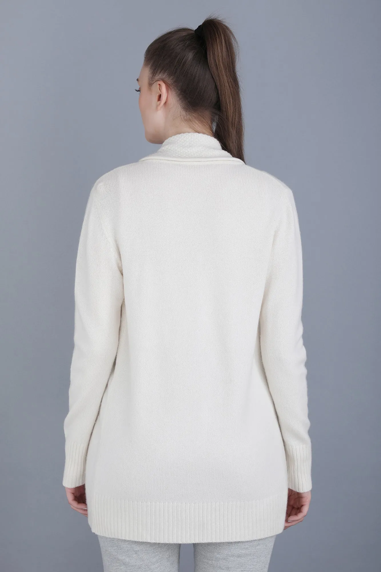 Cashmere Cardigan Coat in White