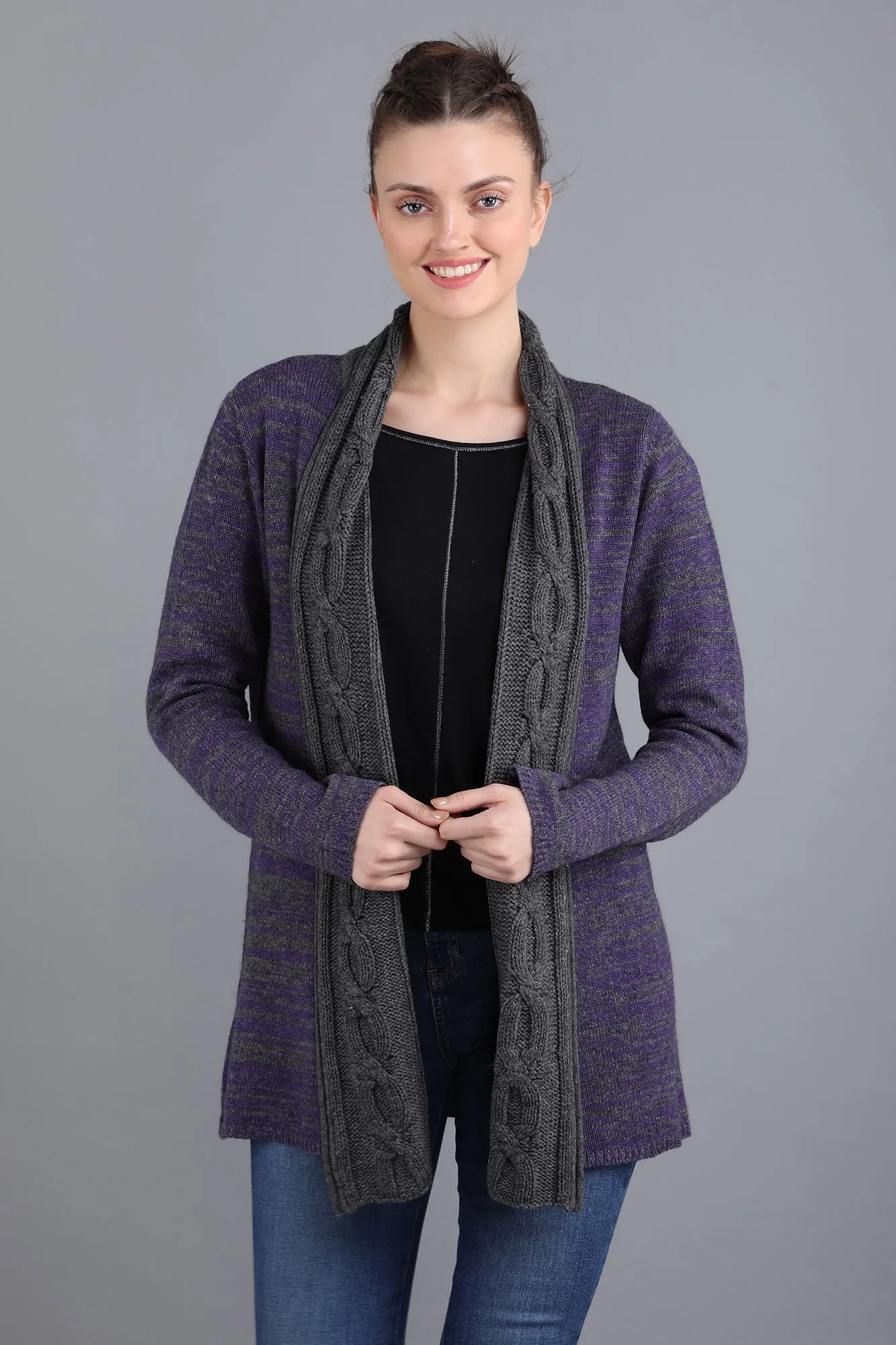 Cashmere Cardigan Coat Purple