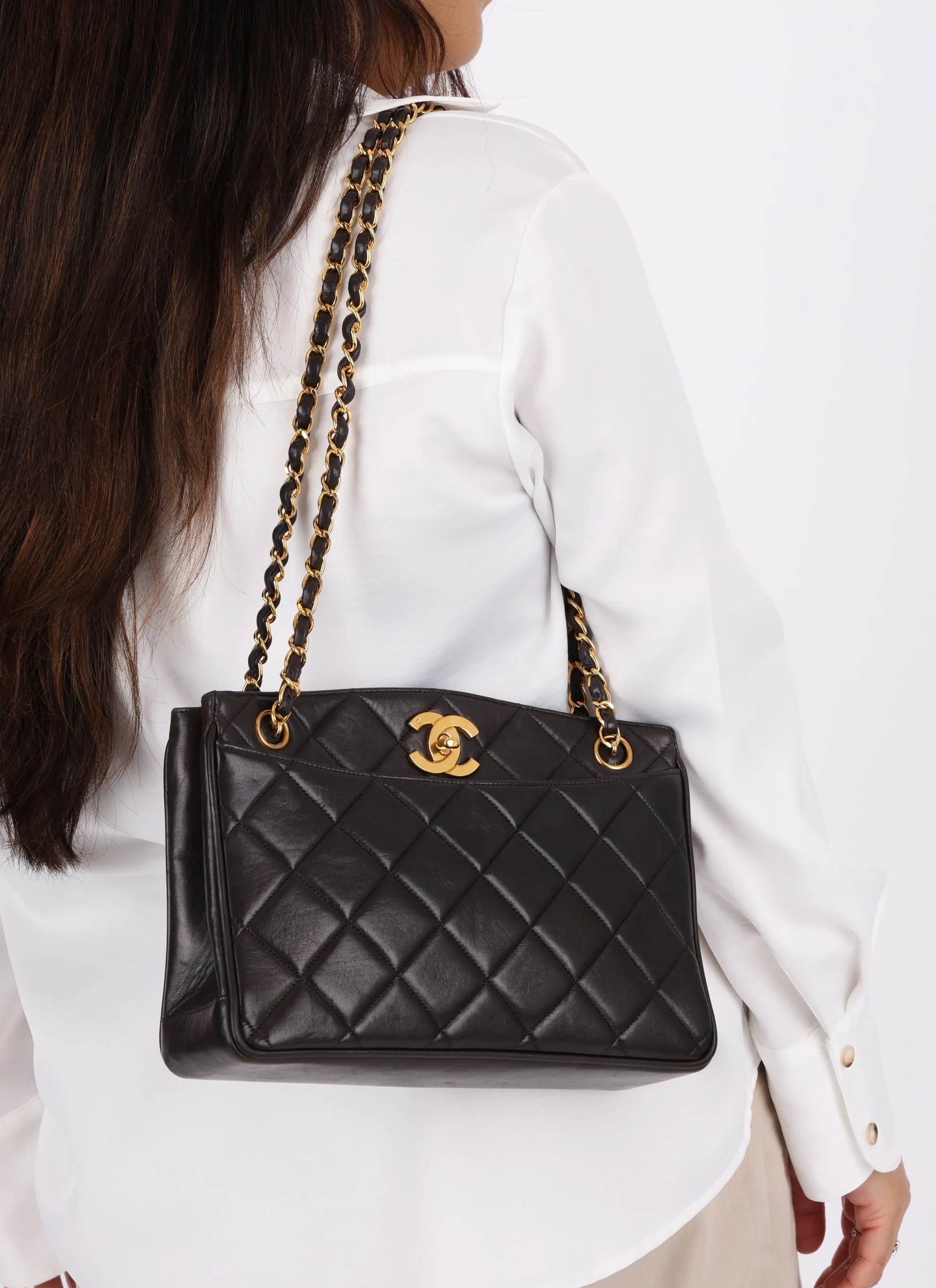 Chanel 1994 Lambskin Mini Turnlock Tote