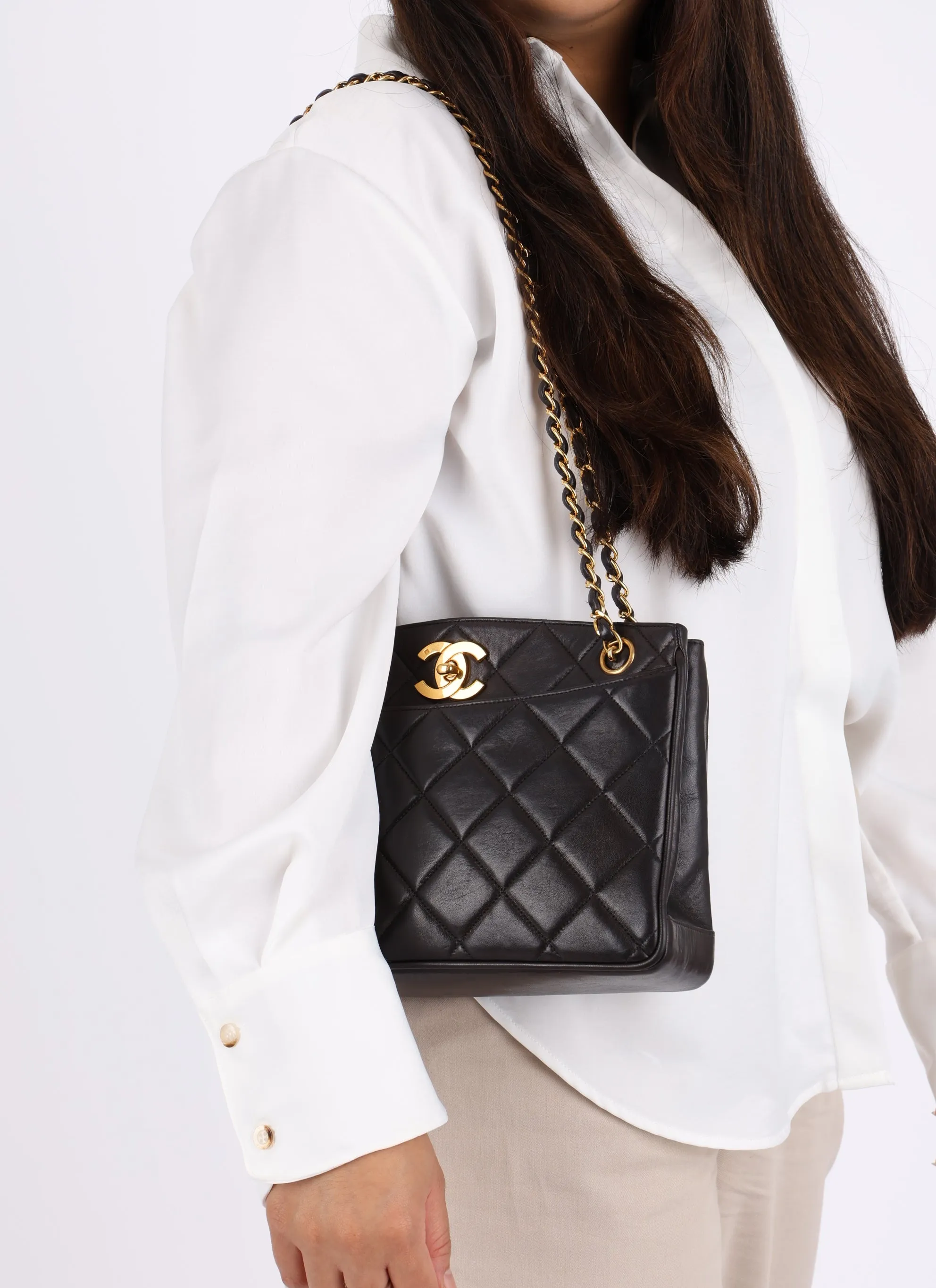 Chanel 1994 Lambskin Mini Turnlock Tote