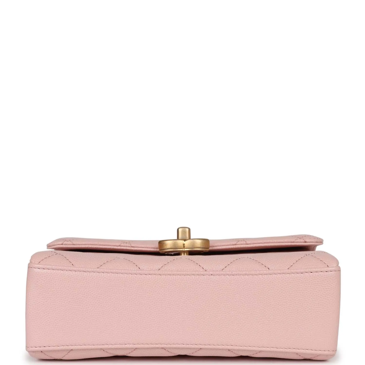 Chanel Mini Top Handle Flap Bag Pink Caviar Aged Gold Hardware