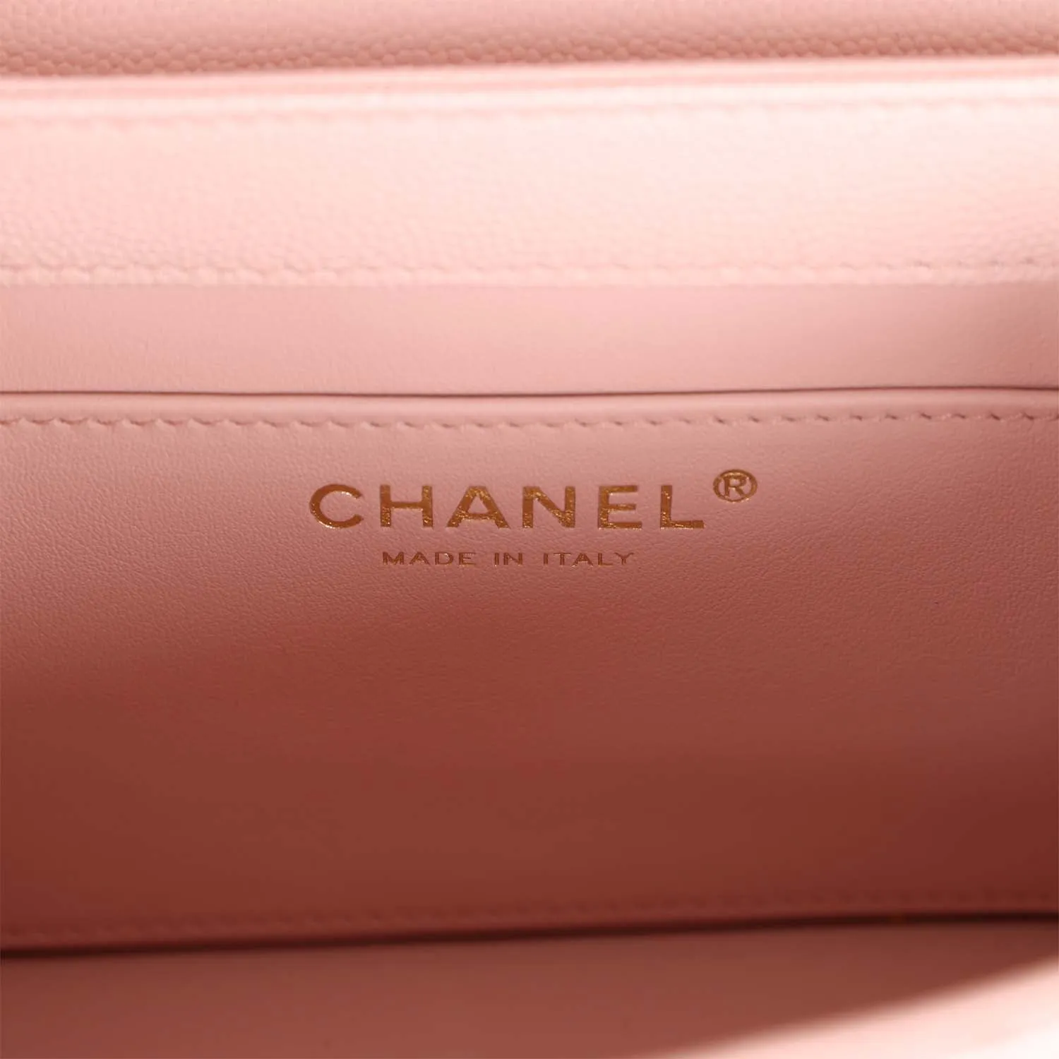 Chanel Mini Top Handle Flap Bag Pink Caviar Aged Gold Hardware