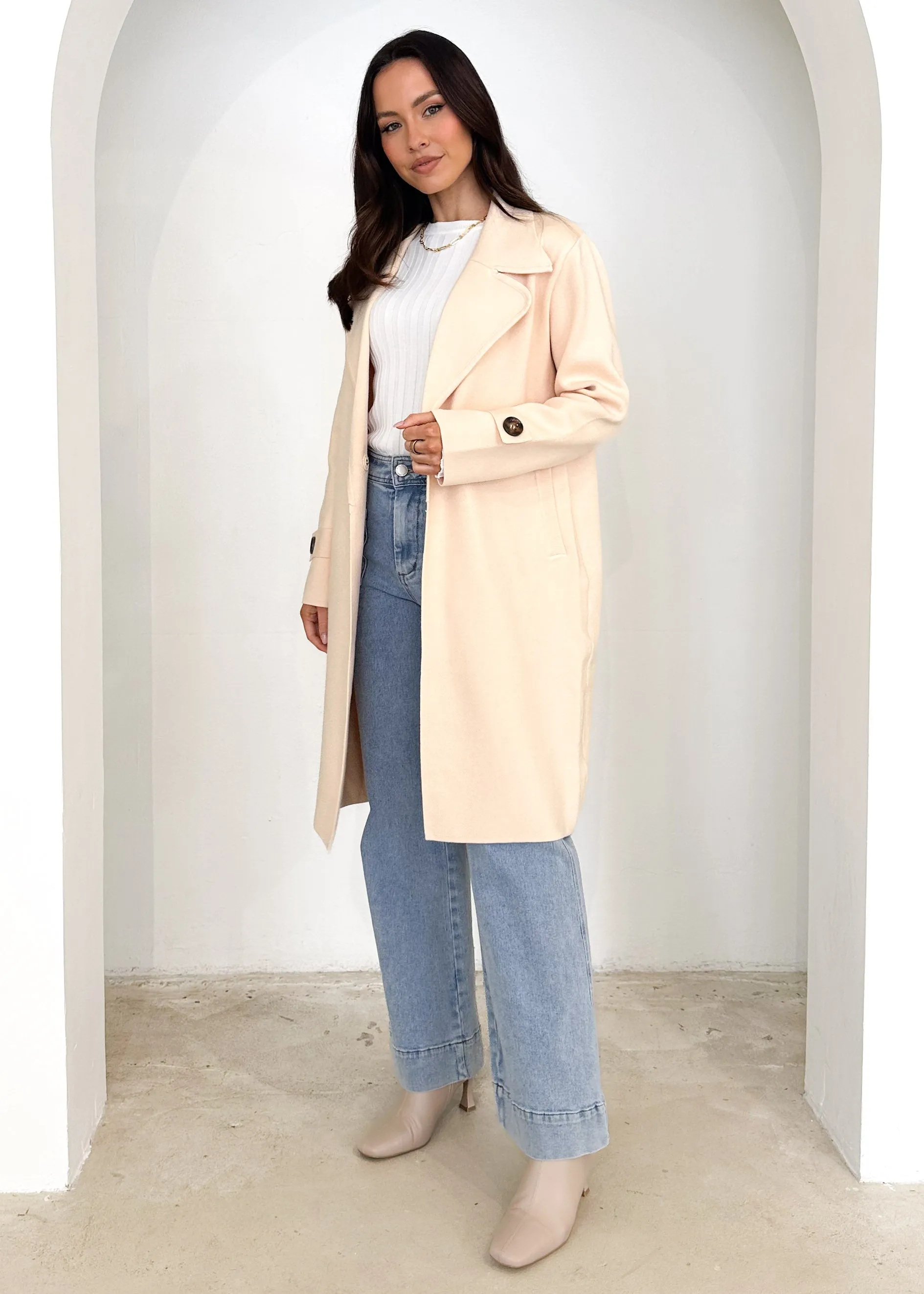 Chayso Knit Coat - Cream