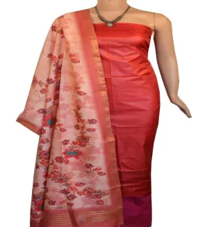 Churidar Material: Top in Tussar, Dupatta in Tussar Viscose and Bottom in Cotton Silk (Un-stitched) -190100196