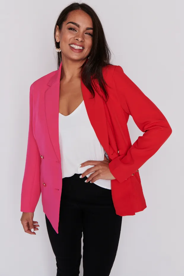 Claire Pink & Red Blazer