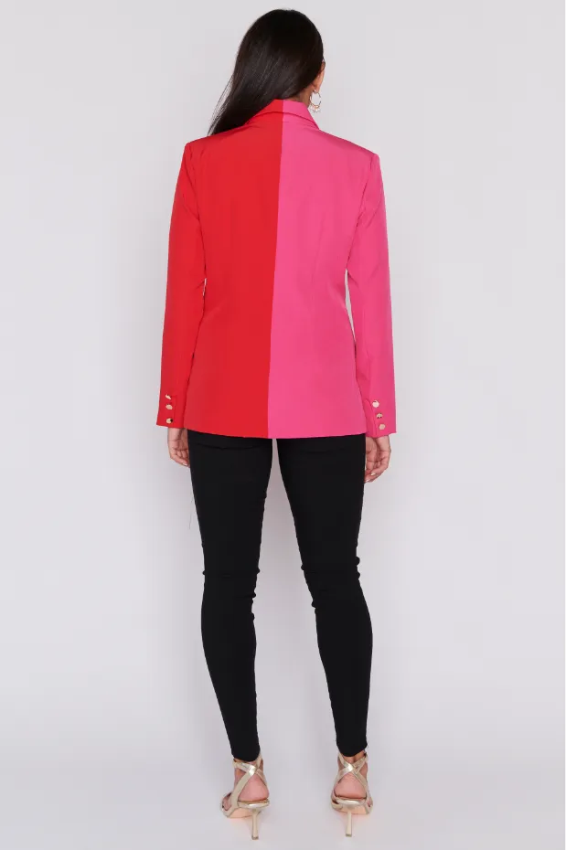 Claire Pink & Red Blazer