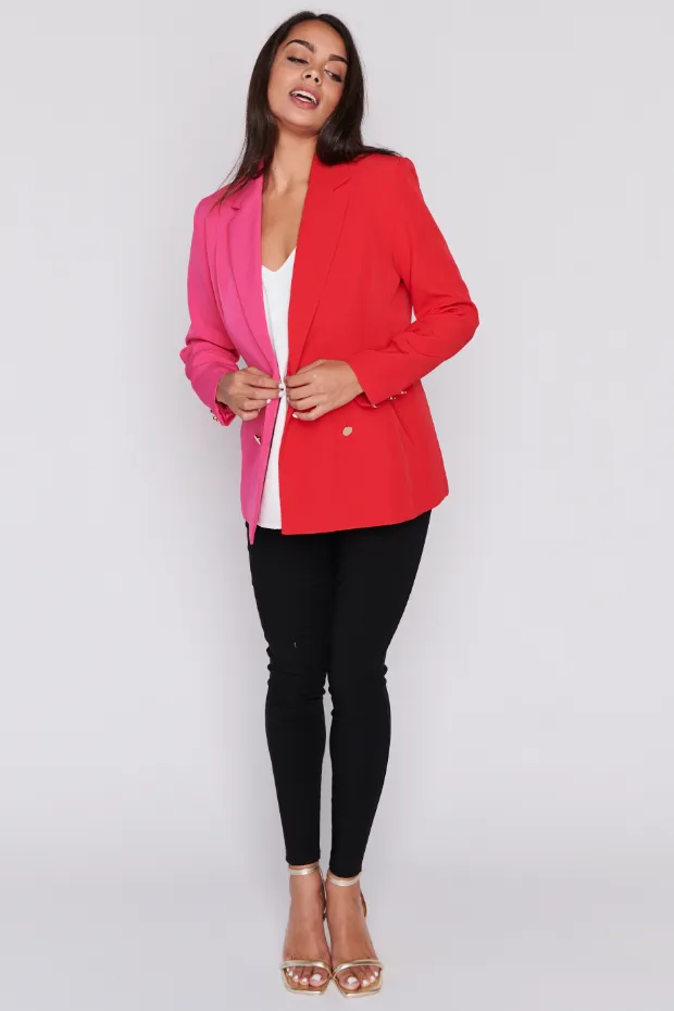 Claire Pink & Red Blazer