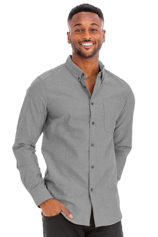 Classic Solid Color Casual Long Sleeve Shirts Men