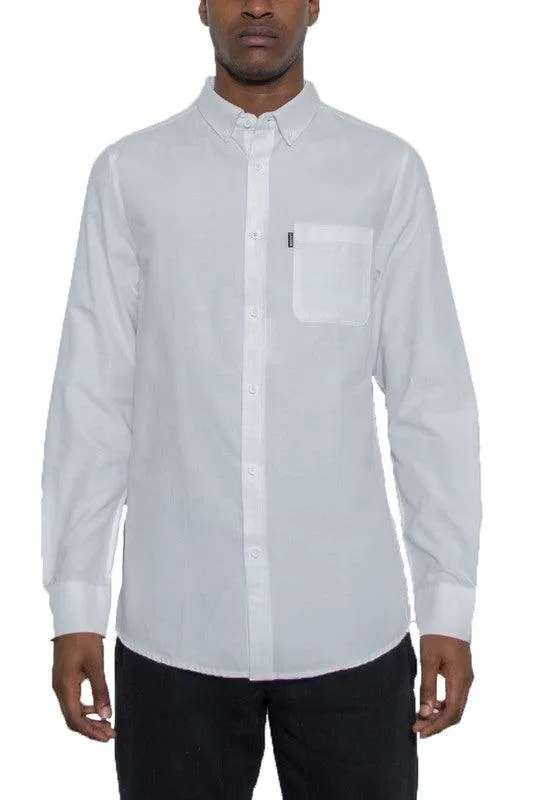 Classic Solid Color Casual Long Sleeve Shirts Men