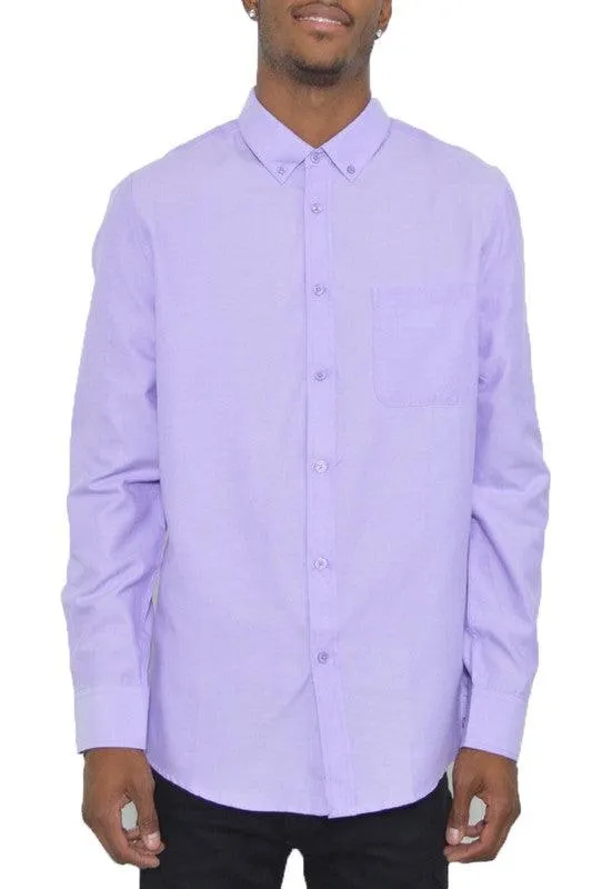 Classic Solid Color Casual Long Sleeve Shirts Men