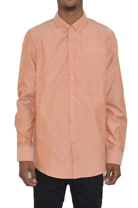 Classic Solid Color Casual Long Sleeve Shirts Men