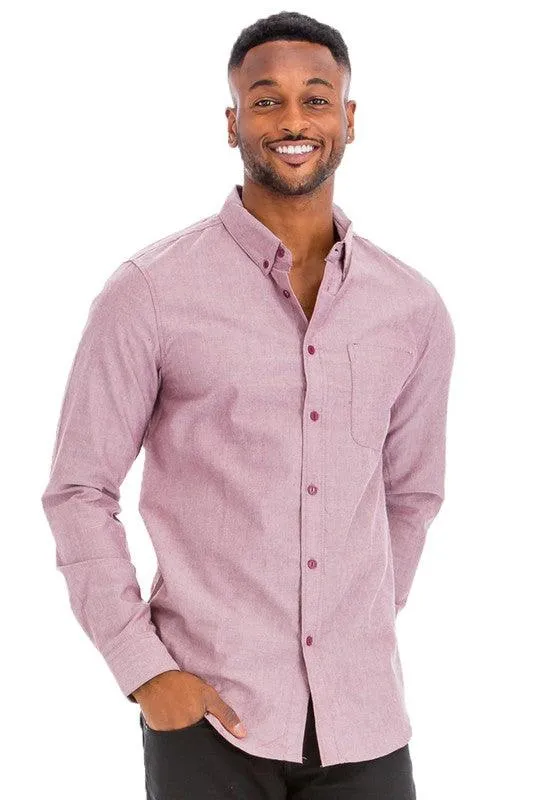 Classic Solid Color Casual Long Sleeve Shirts Men