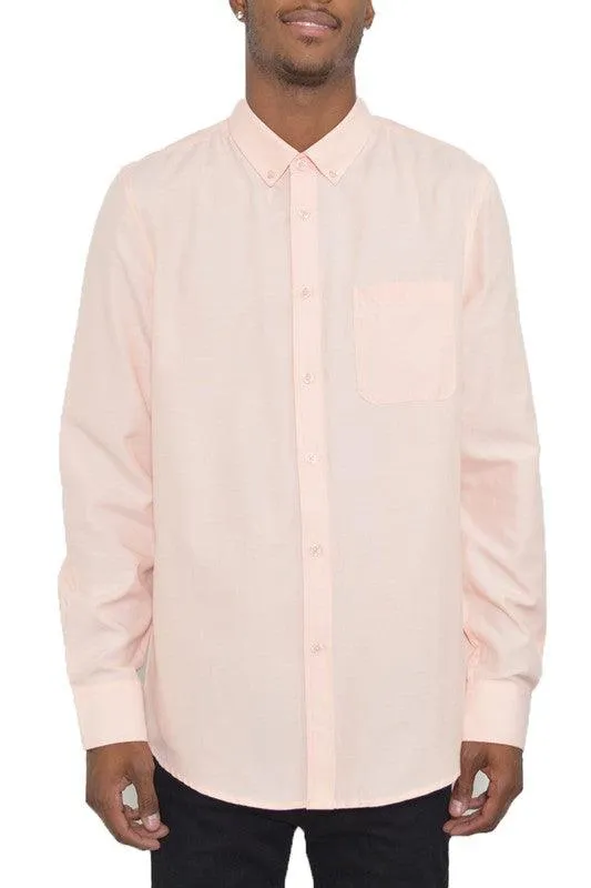 Classic Solid Color Casual Long Sleeve Shirts Men