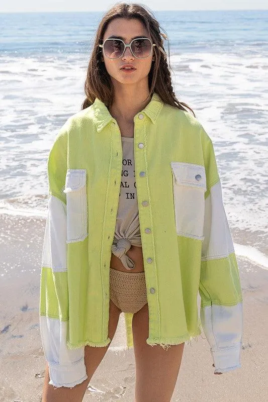 Colorblock Oversized Jacket For Women