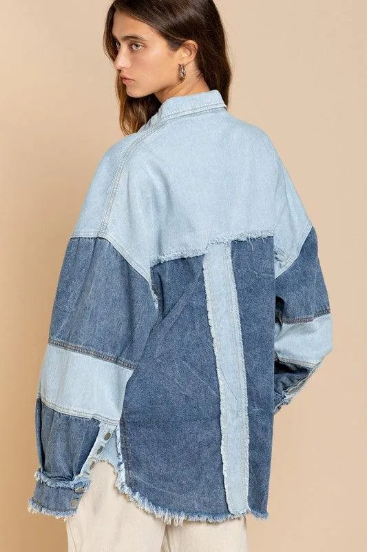 Colorblock Oversized Jacket For Women