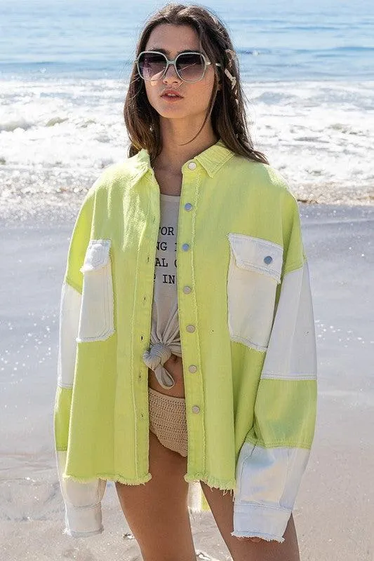 Colorblock Oversized Jacket For Women