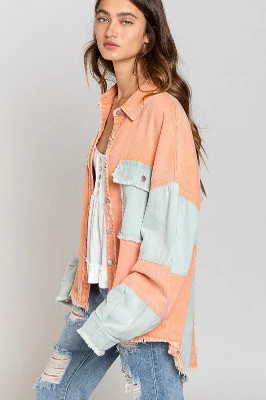 Colorblock Oversized Jacket For Women