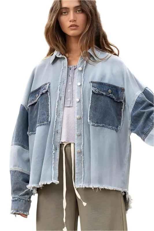 Colorblock Oversized Jacket For Women