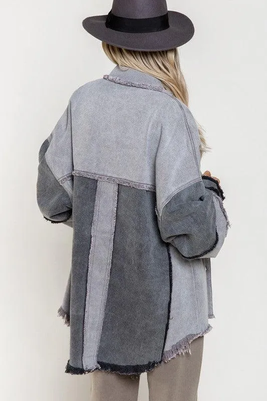 Colorblock Oversized Jacket For Women