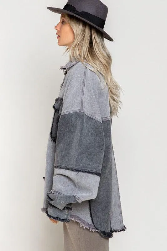 Colorblock Oversized Jacket For Women