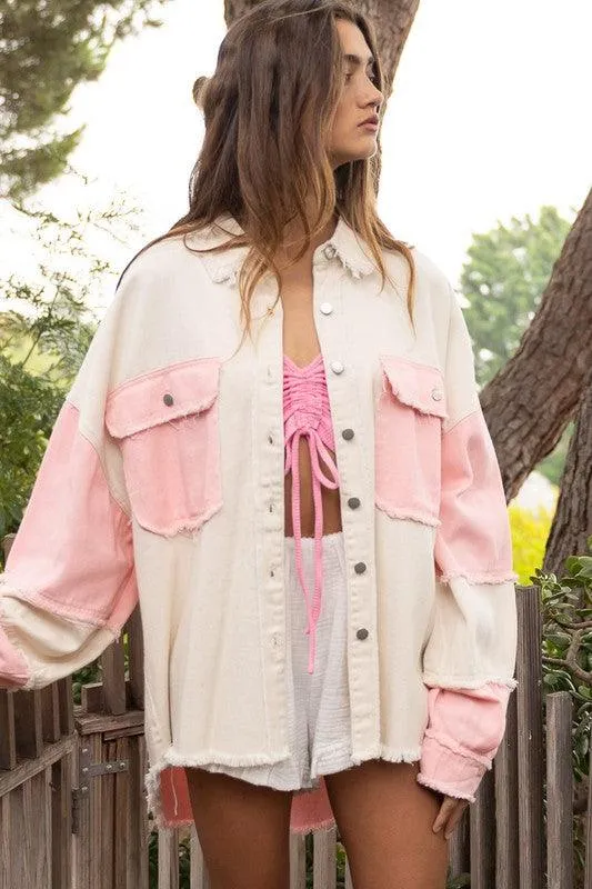 Colorblock Oversized Jacket For Women