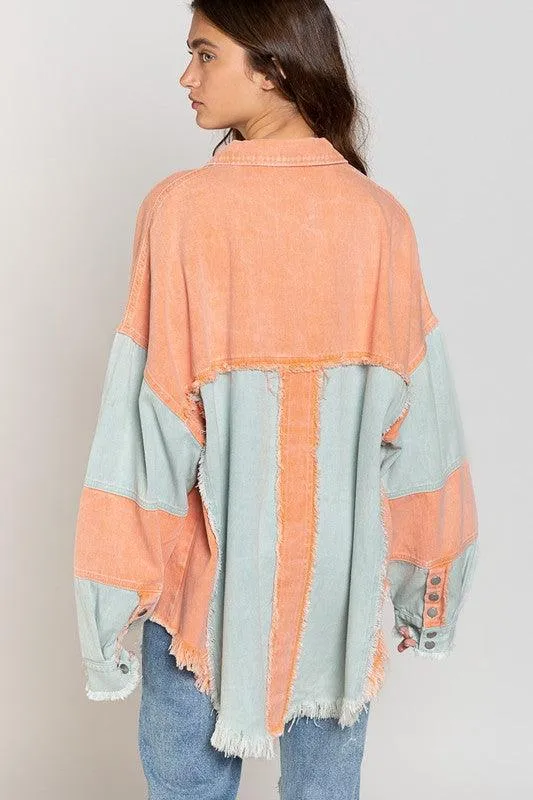 Colorblock Oversized Jacket For Women