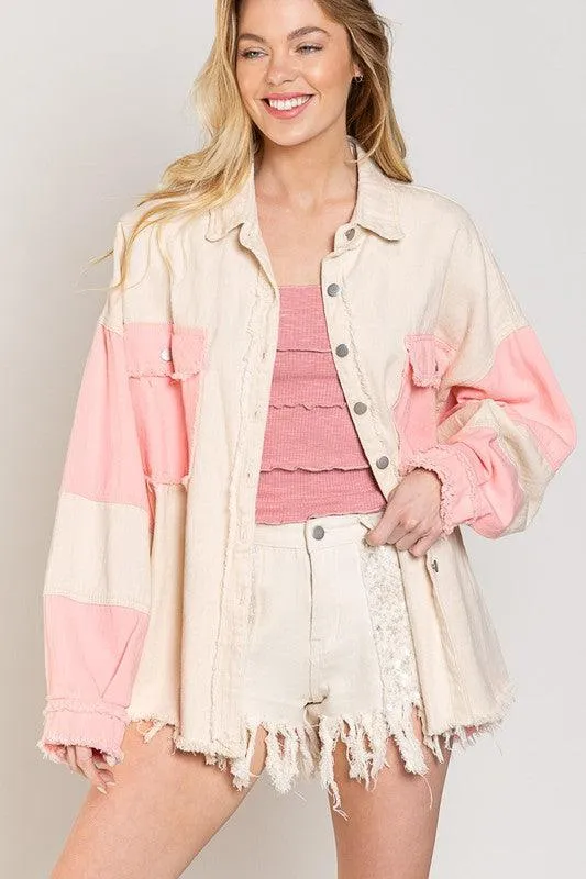 Colorblock Oversized Jacket For Women