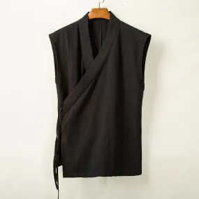 Cotton Linen Large Slanted Placket Vest