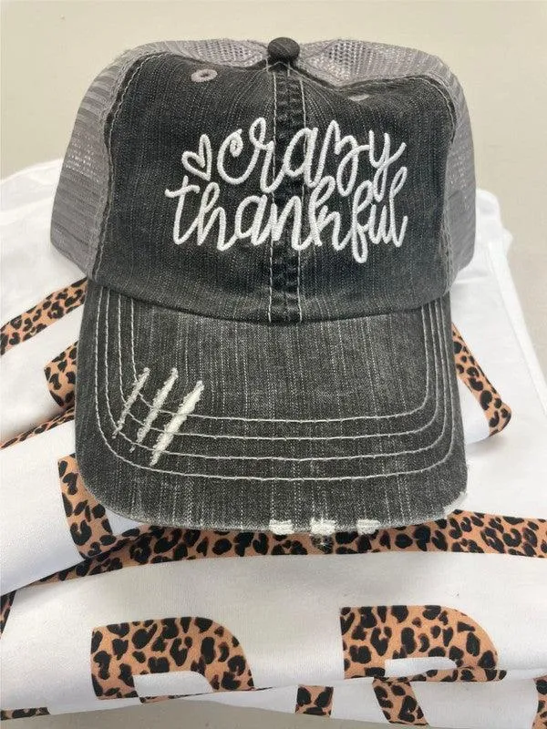 Crazy Thankful Embroidered Trucker Hat