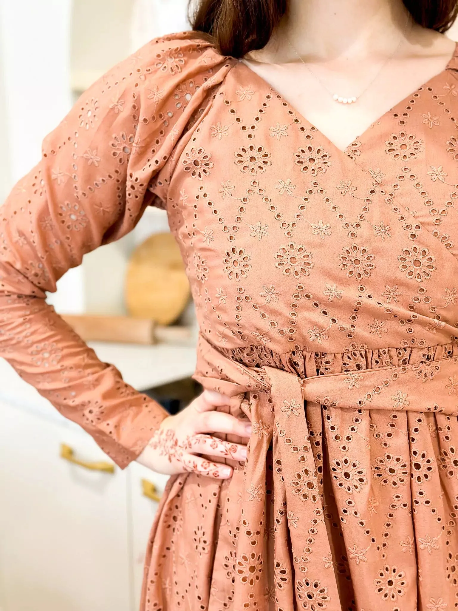 Creamsicle Cut Work Embroidered Dress