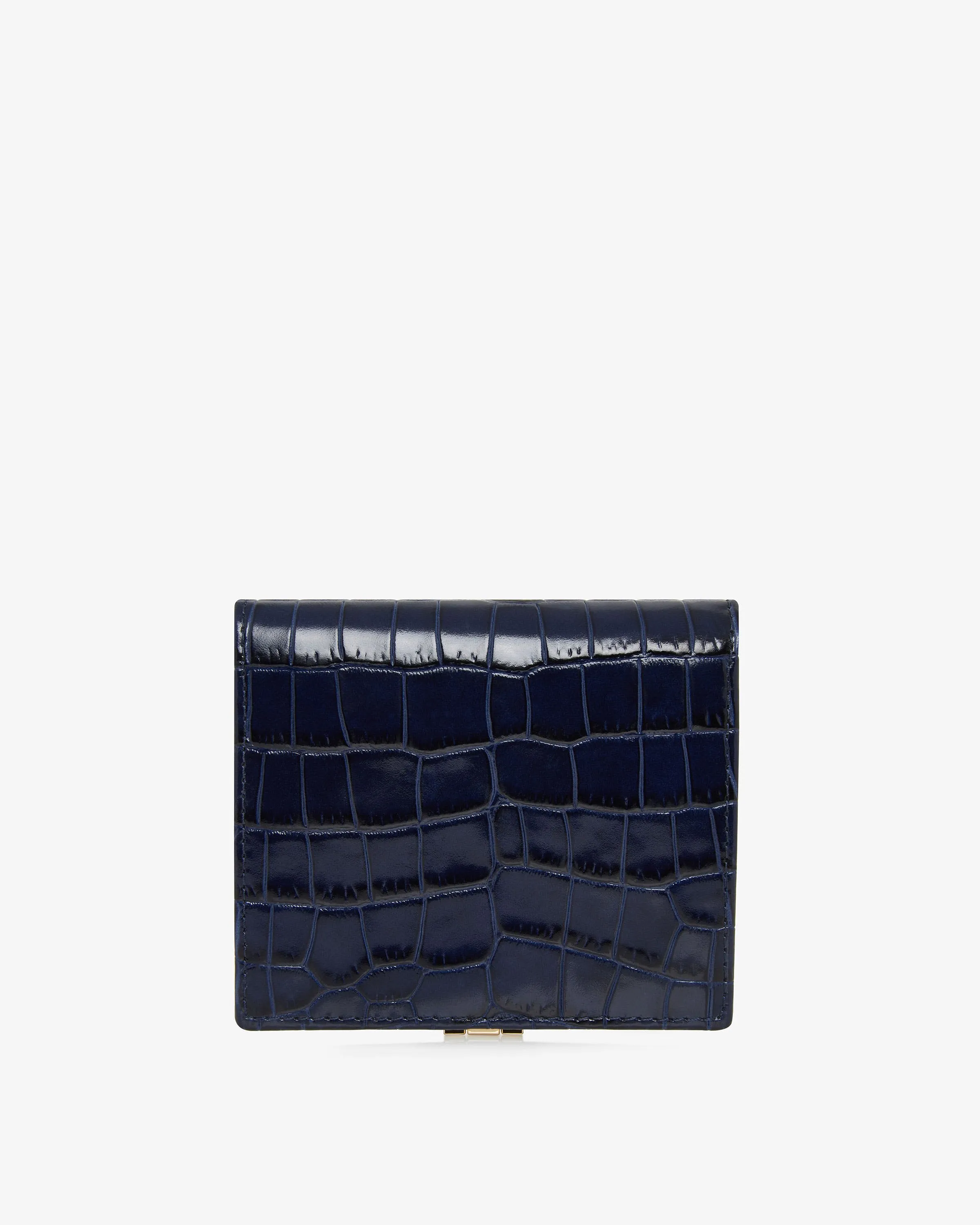 Crescent Wallet - Croc-Embossed Leather Navy