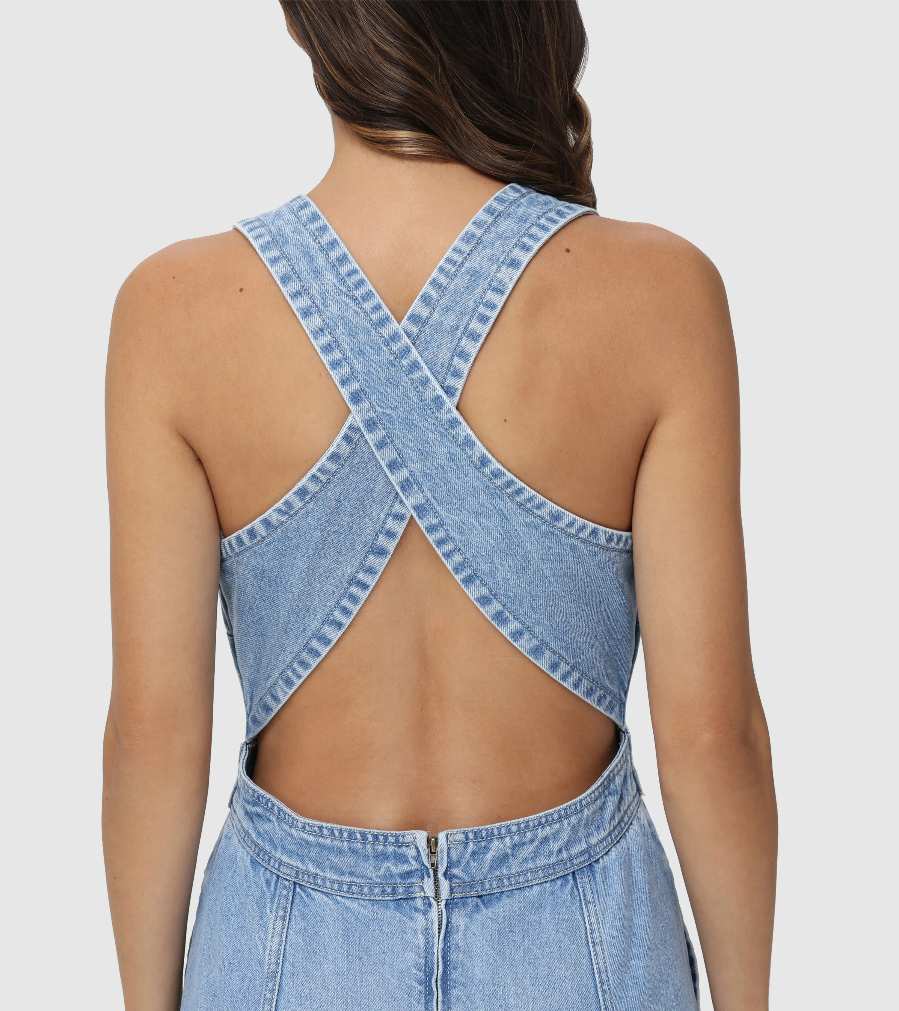 Criss-cross Maxi Denim Dress