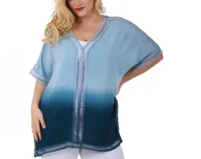 Curvy Plus Size Tie Dye Caftan Fashion Top 3532488C